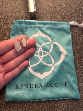 Kendra Scott White Drusy Elisa Stud Earrings in Silver